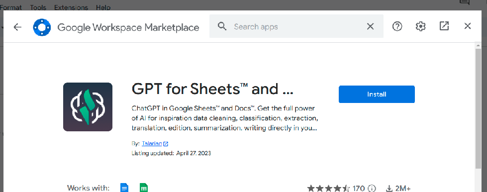 ChatGPT for Google Docs and sheets